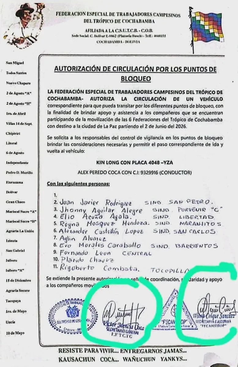 Bloqueadores instauran sistema paralelo de permisos para movilizar dinero y apoyo logístico mientras el país permanece cercado
