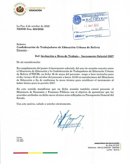 Gobierno convoca a maestros urbanos y rurales a negociar el incremento salarial 2027